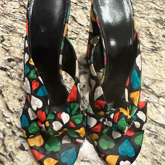 Saint Laurent- Bianca Heart-Print Silk Sandals - Picture 6 of 6